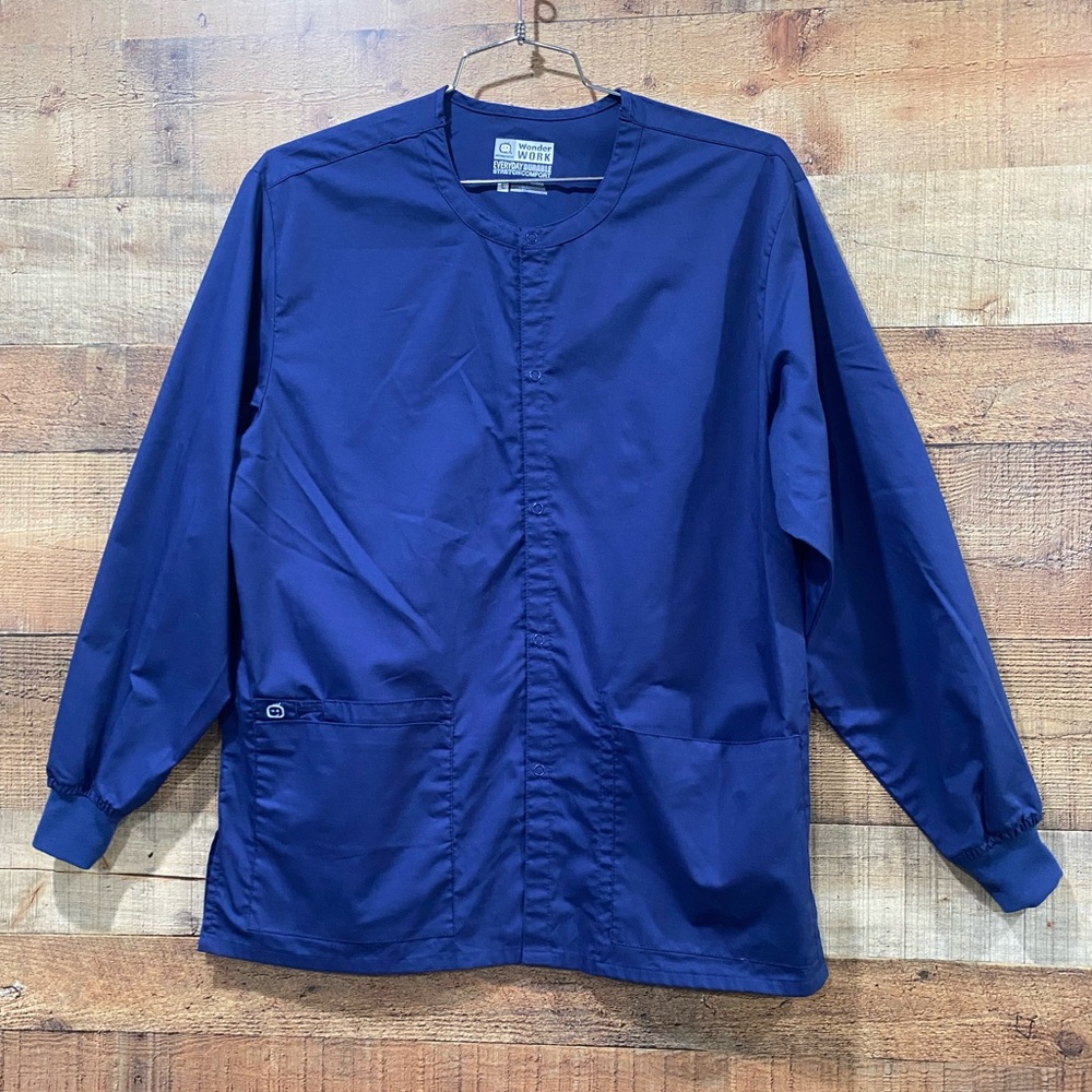 Wonder Works Navy Blue Scrub Uniform Jacket Size Large